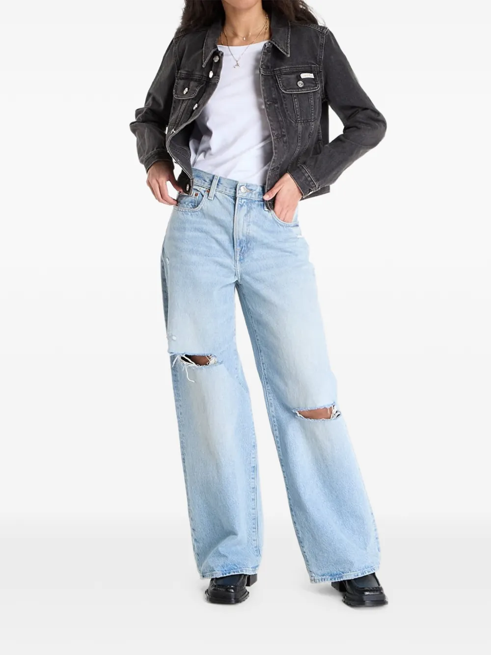 Укороченная джинсовая куртка в стиле 90-х Calvin Klein, серый — фото 2