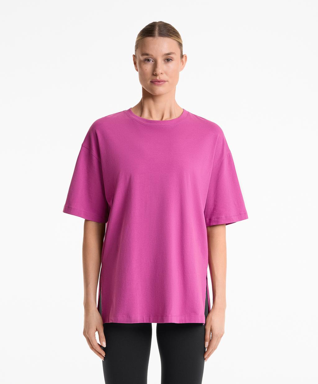 

Футболка из хлопчатобумажной смеси с коротким рукавом Oysho, цвет Magenta