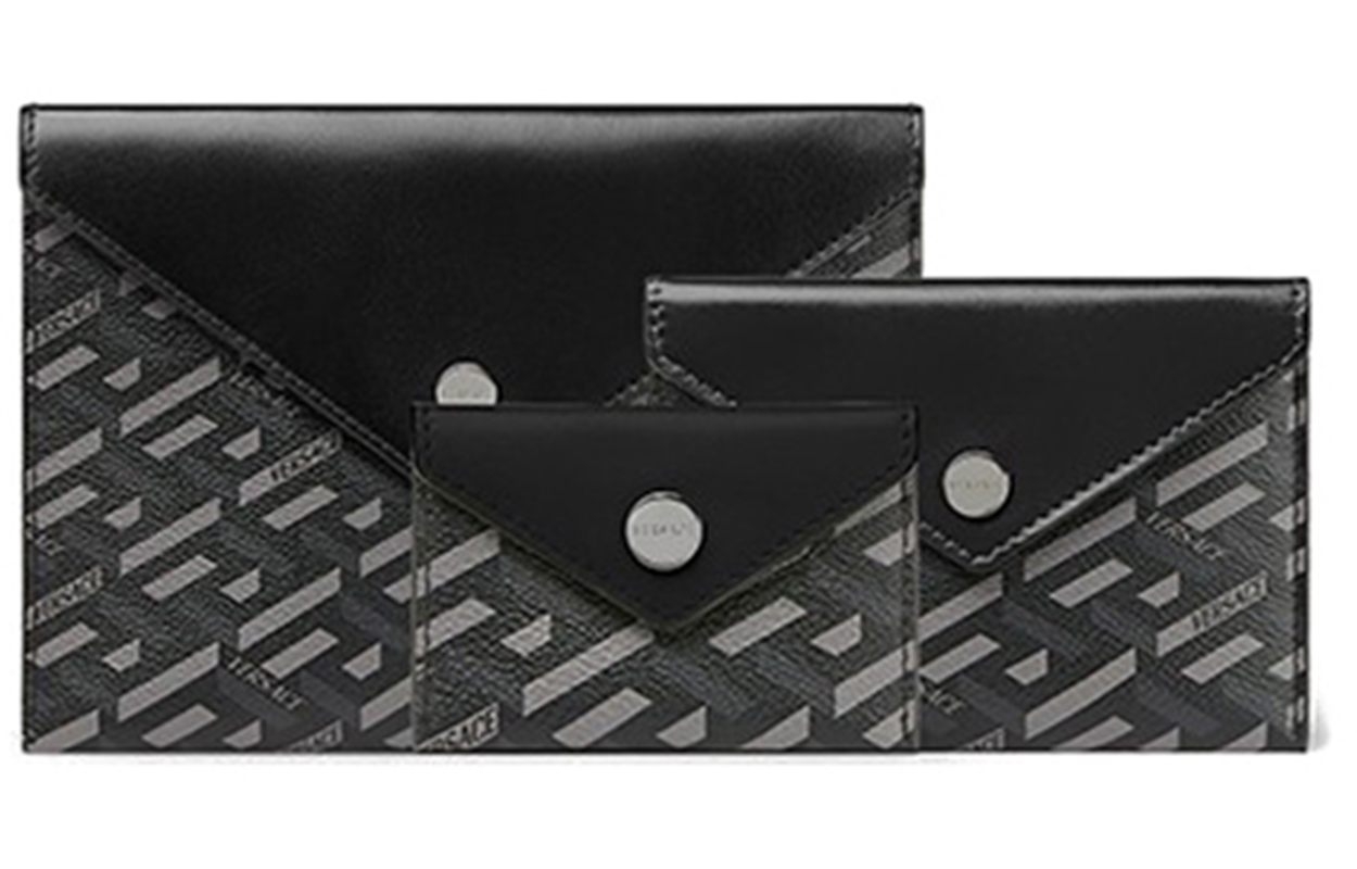 

VERSACE Универсальный клатч из лакированного полотна с кожаными вставками унисекс черно-серый