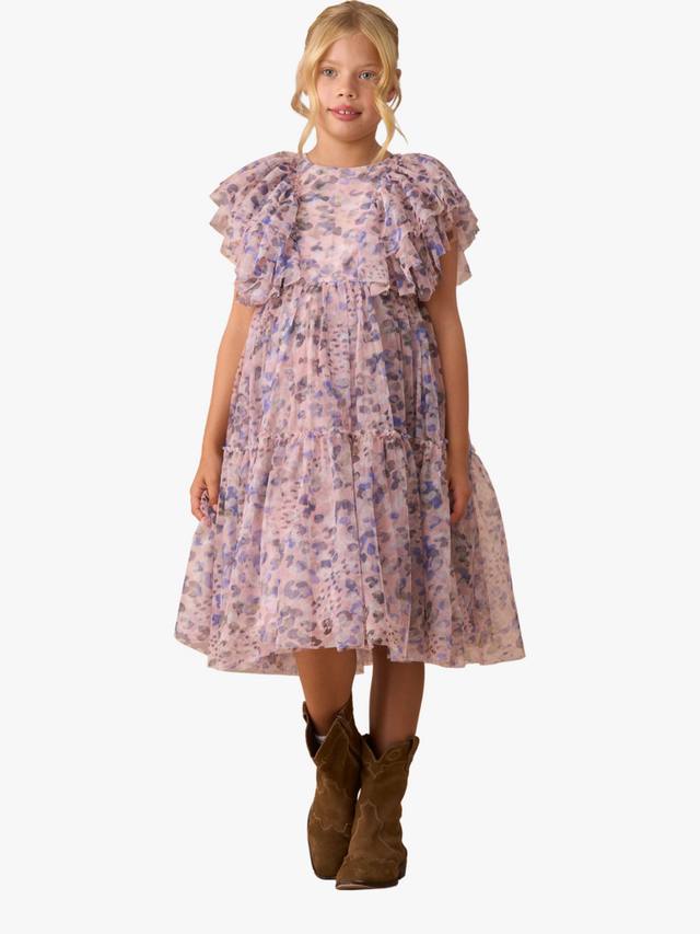 

Детское платье с рюшами и сеткой Angel & Rocket, Pink