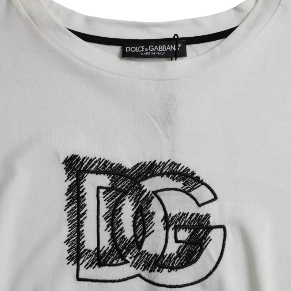 Белая футболка с круглым вырезом и короткими рукавами с логотипом Dolce & Gabbana, белый — фото 4