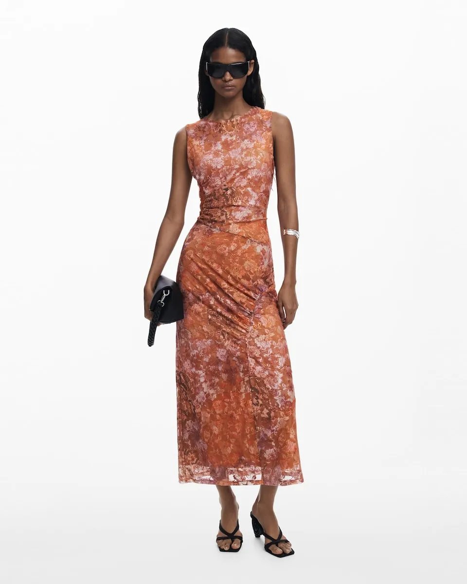 

Платье с цветочной драпировкой Desigual, оранжевый