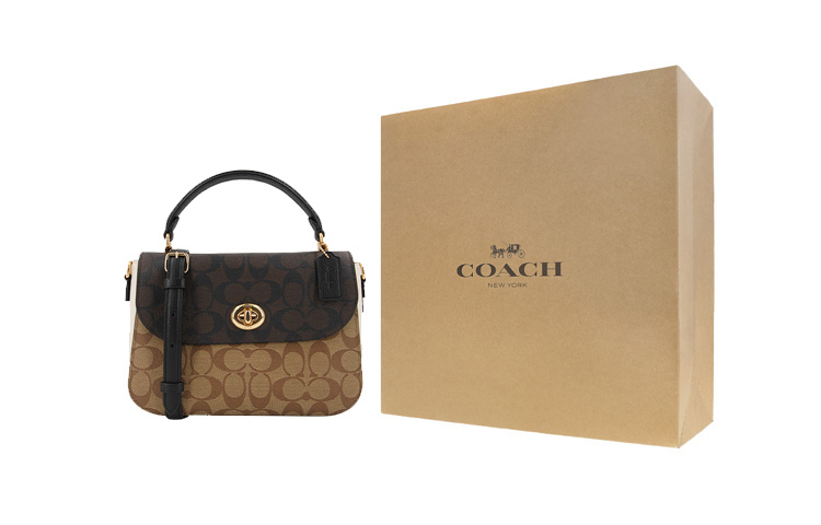 

COACH Марли холщовая с кожаной маленькая квадратная сумка
