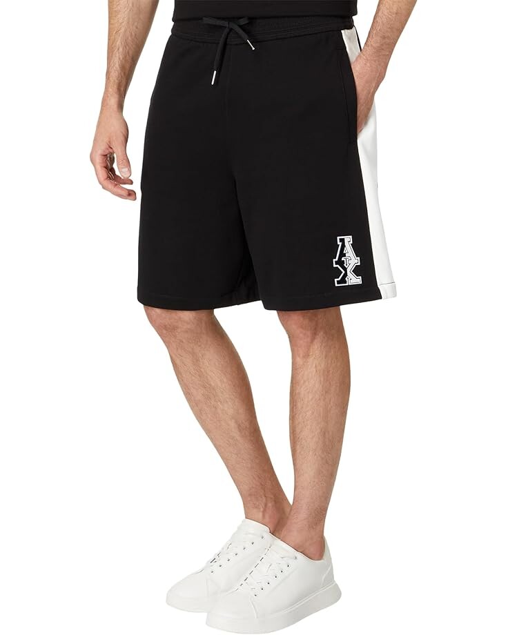 

Брюки Armani Exchange Stacked Logo Cotton French Terry Shorts, цвет Black/Off White