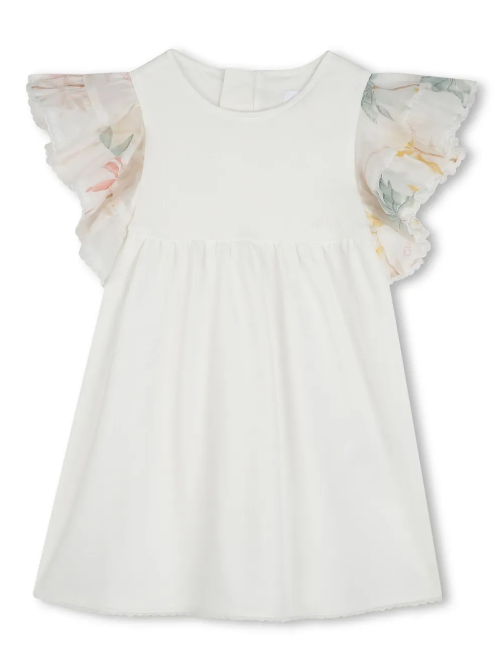 

Платье из органического хлопка с короткими рукавами Chloé Kids, белый