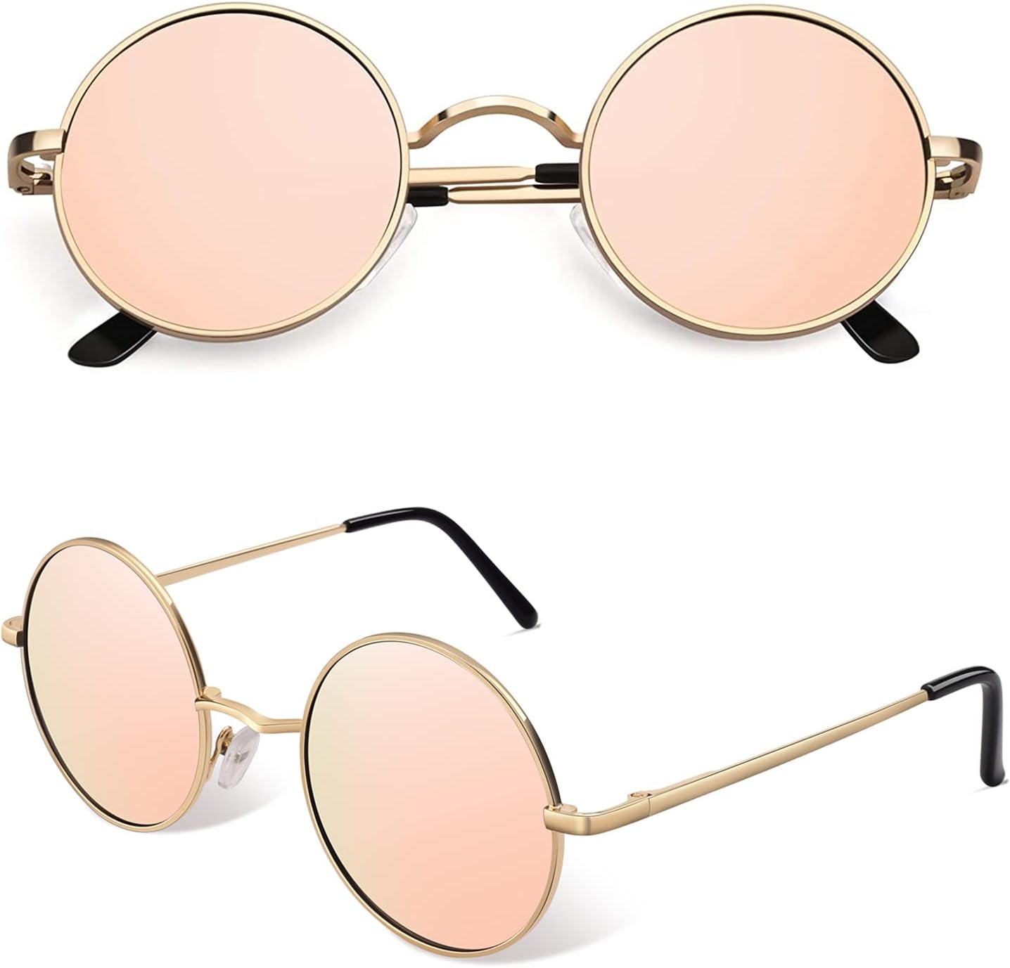 

CGID Ретро круглые поляризованные солнцезащитные очки для мужчин и женщин, круглые металлические очки в стиле хиппи, защита UV400, E01, Retro/45mm/Gold Frame Pink Lens