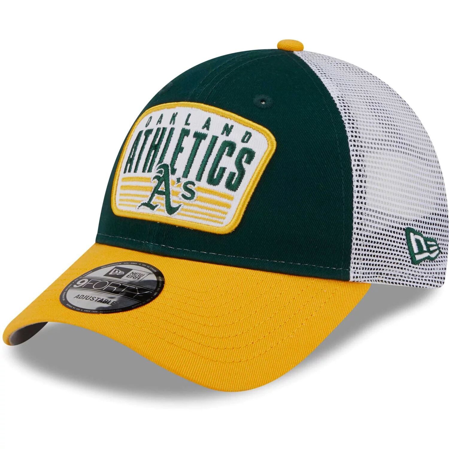 

Мужская кепка New Era Green Oakland Athletics с двухцветной нашивкой 9FORTY Snapback