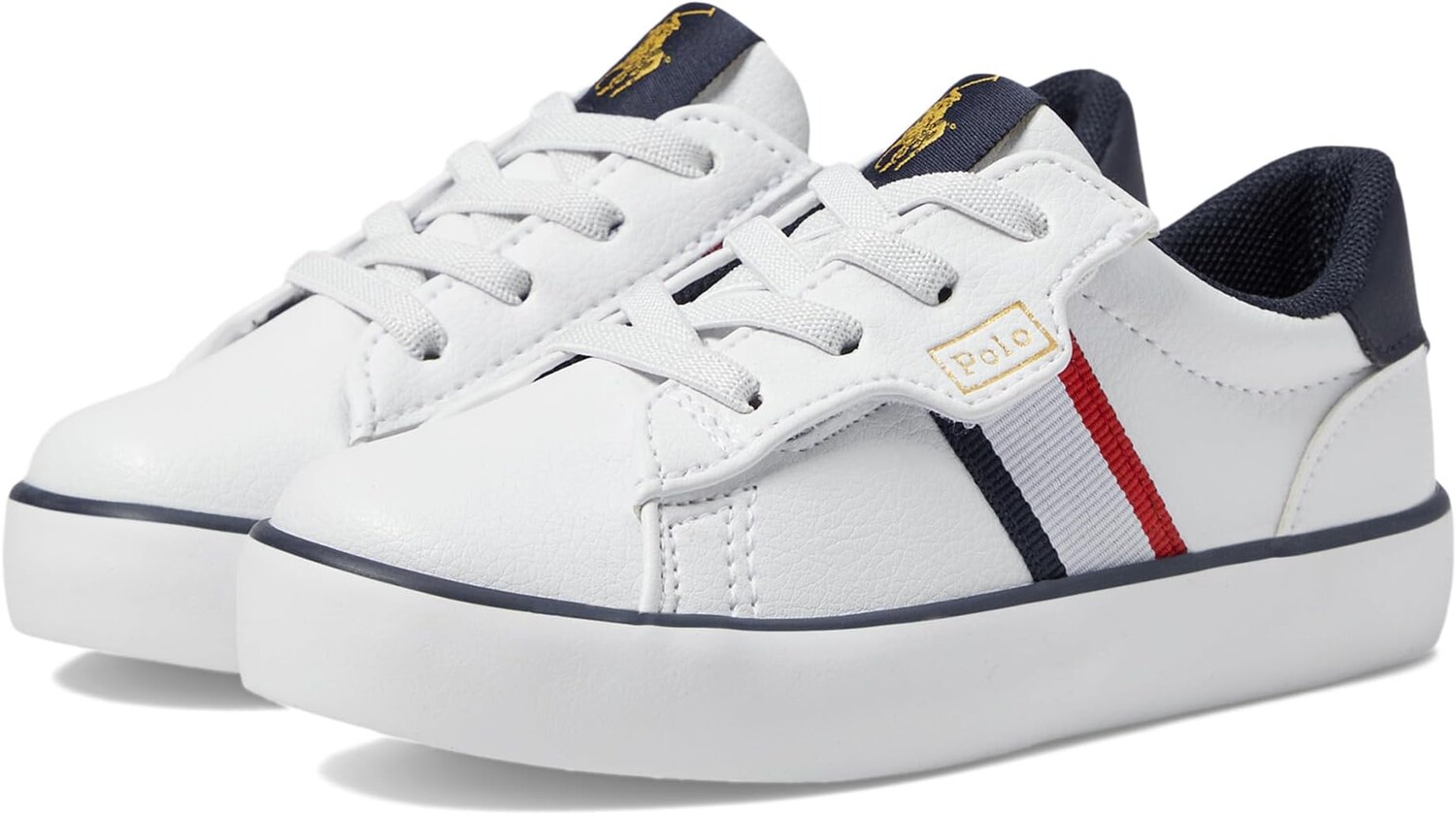 

Кроссовки Polo Ralph Lauren Kids Rexley EZ, цвет White/Navy/Red