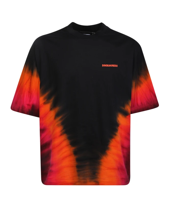

Черная футболка с эффектом тай-дай для мужчин Dsquared2, черный