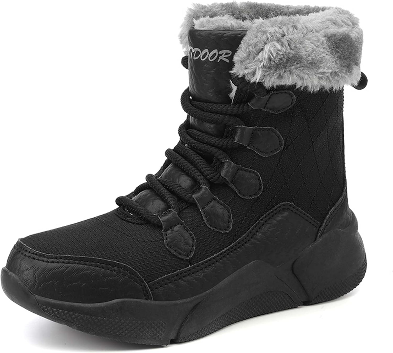 

Мужские и женские зимние снегоступы, водонепроницаемые, с теплой флисовой подкладкой, зимние походные ботинки до щиколотки, противоскользящие, подходят для холодной погоды, прогулок, работы и спорта Generic, черный