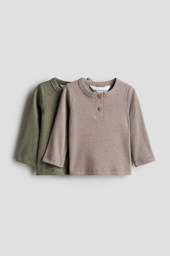 

Комплект из 2 хлопковых футболок на пуговицах H&M, зеленый