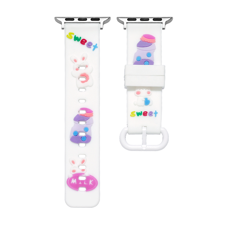 

Ремешок из силиконового материала, совместимый с Apple IBOANN, Cartoon silicone strap - blueberry rabbit purple