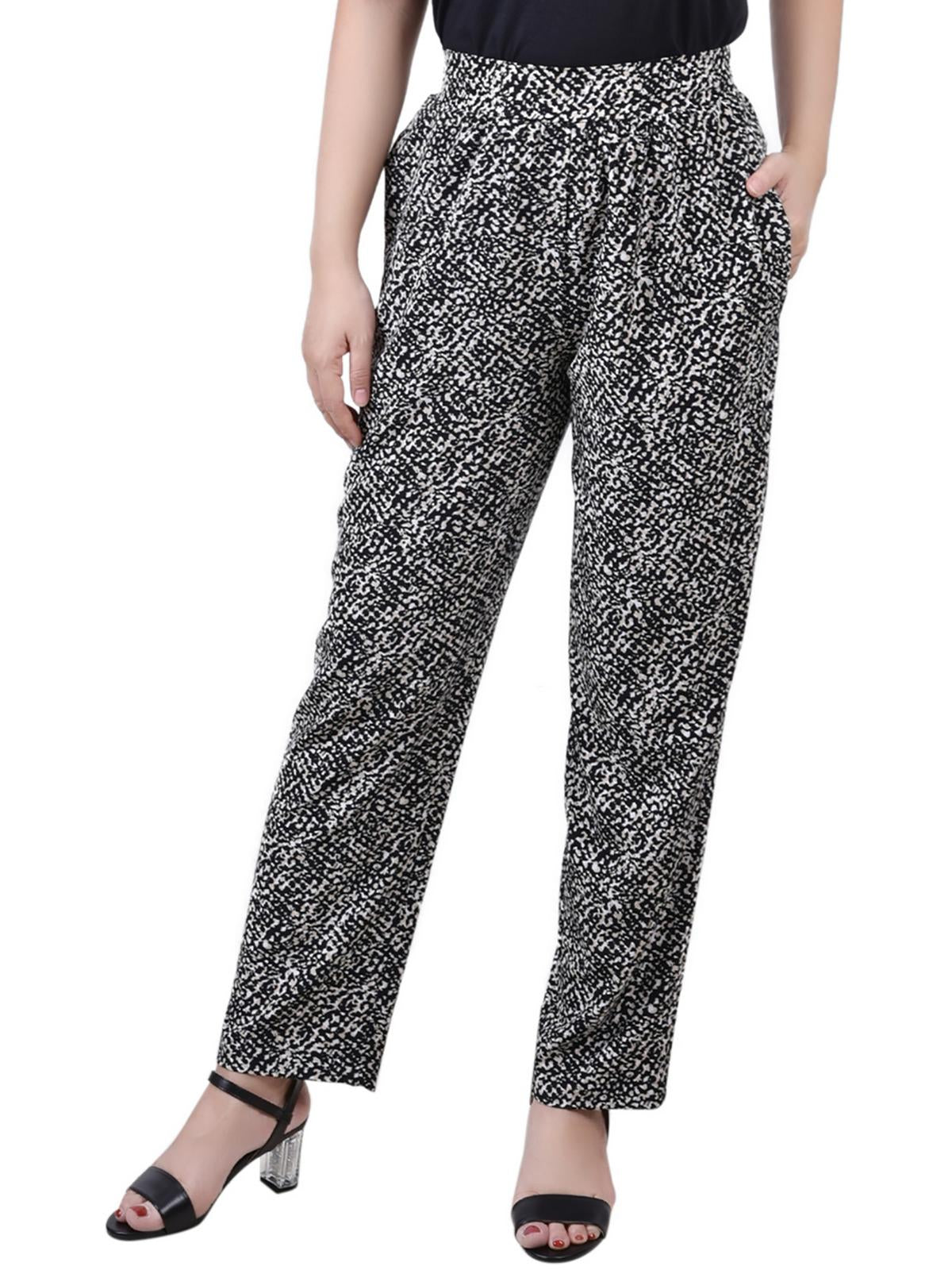 

Женские брюки Petites с принтом средней посадки, прямые NY Collection, цвет jet mixedshape