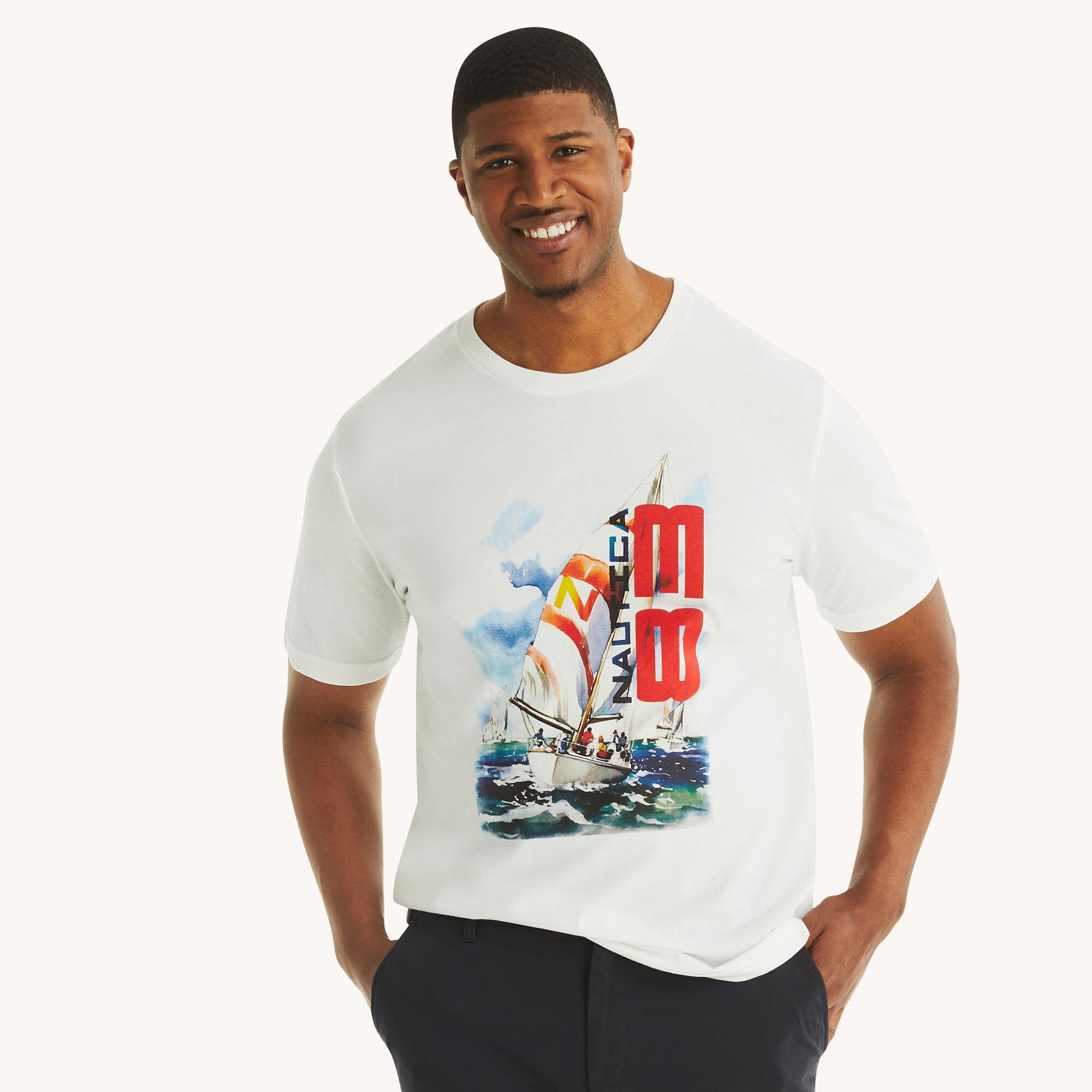 

Футболка Nautica Mens Big & Tall '83 с рисунком, цвет bright white