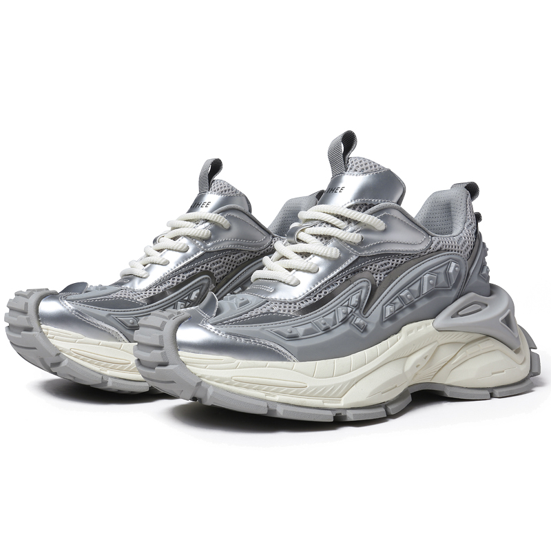 

CAIHEE Низкие массивные кроссовки унисекс Liquid Silver, цвет Liquid Silver