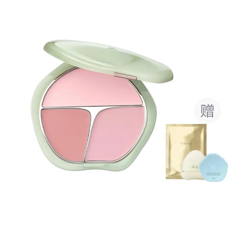

TIMAGE Contested Green Flow Jade Tricolor Blush Palette Setting, легко растушевывается, для контуринга