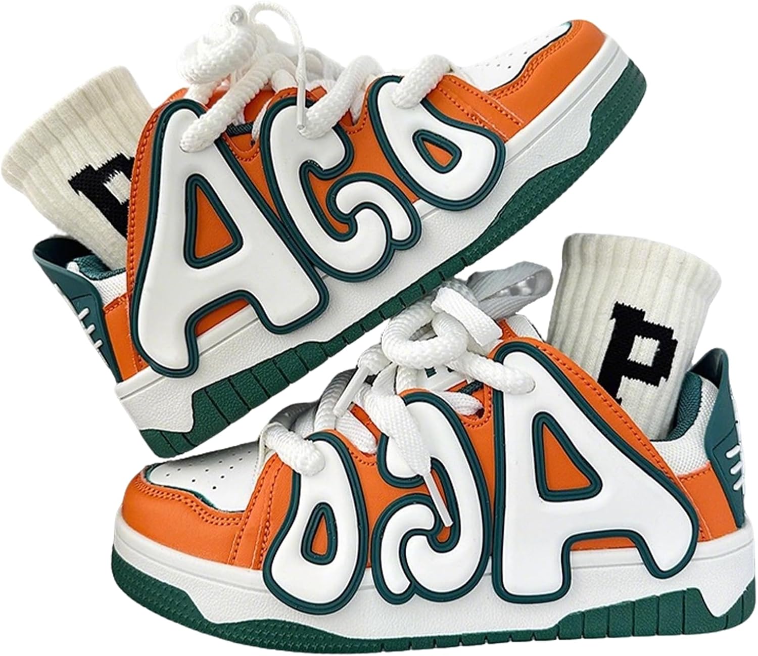 

Кроссовки на платформе ZQW Chunky унисекс для женщин и мужчин, шнуровка, дизайн с буквами, неоновый контрастный цвет, объемная форма, кеды для скейтборда и повседневной носки, оранжевый