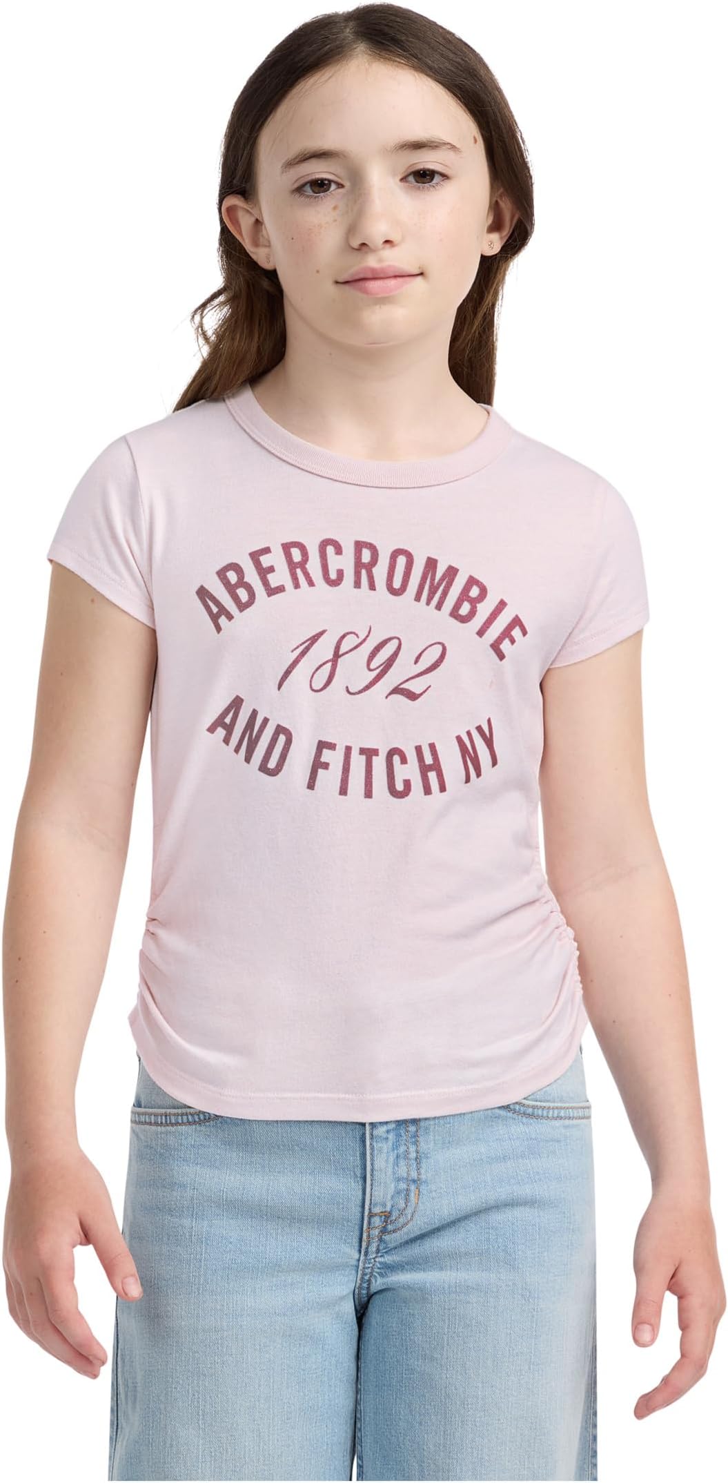 

Футболка abercrombie kids ANF 1892 Ruched Tee, цвет Mauve Chalk W/Mesa Rose