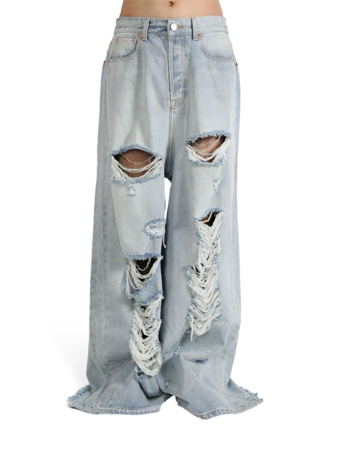 

VETEMENTS рваные широкие джинсы, синий