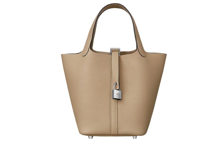 

Пикотин из кожи Clemence Bullock корзина сумка ведро регулярный женский S2 тренч тренч бежевый серый HERMES