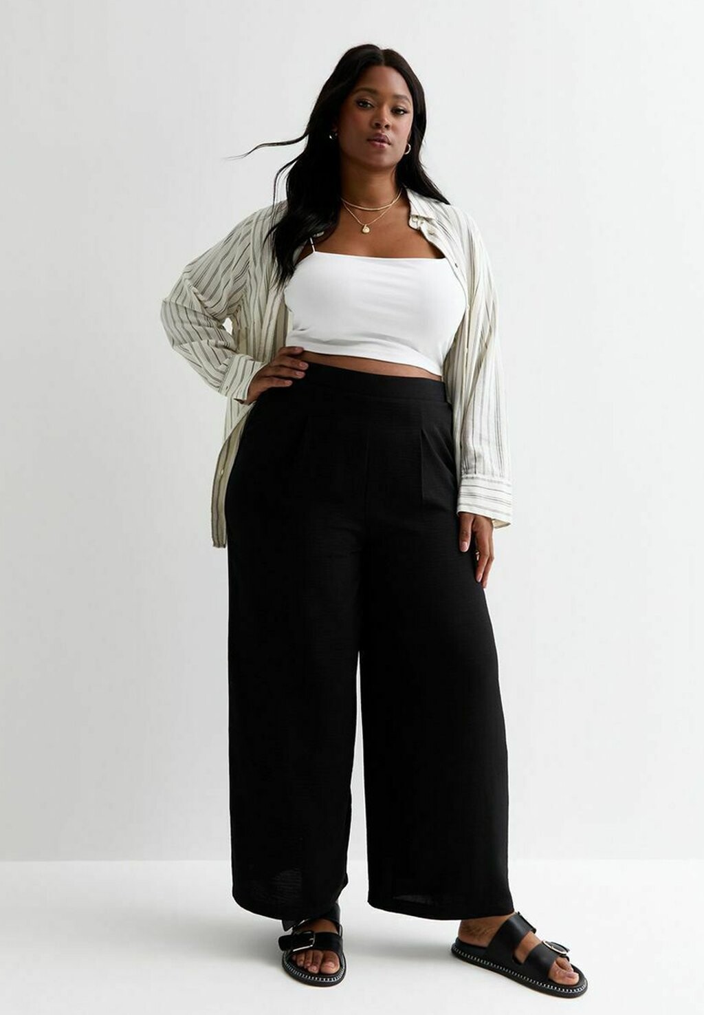 

Тканевые брюки WIDE LEG CULOTTE New Look Curves, черный