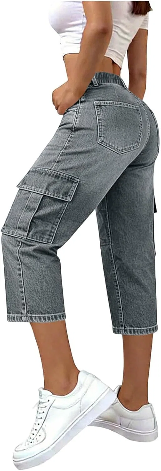 Активные брюки, карго, Gray Cargo Capris — фото 4