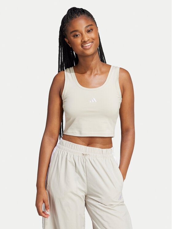 

Топ облегающего кроя Essentials Small Logo JD0561 Adidas, бежевый