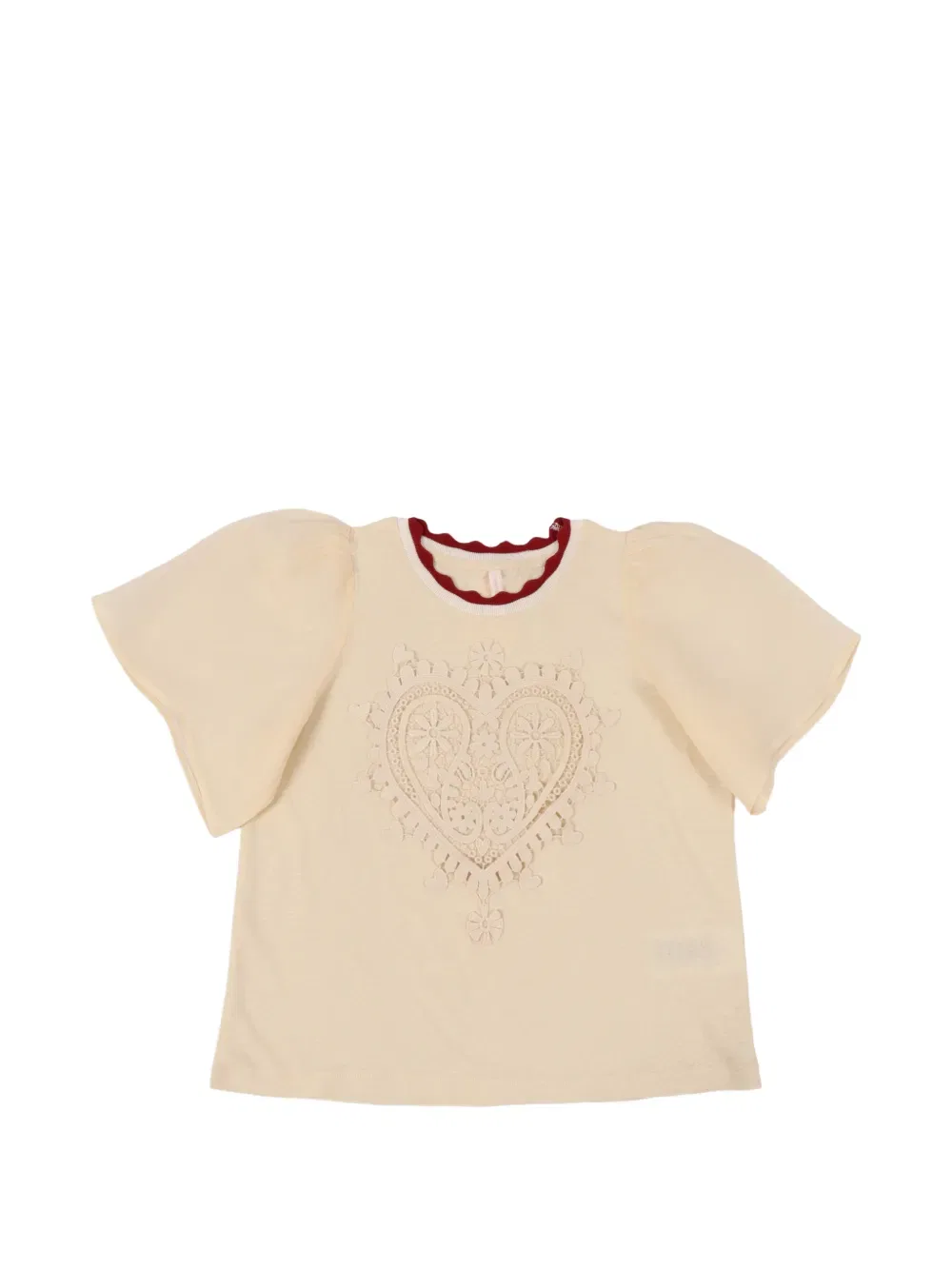 Футболка с вышитым сердцем Zimmermann Kids, нейтральный