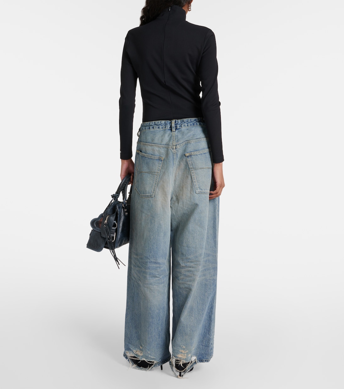 Джинсы с широкими штанинами средней посадки Balenciaga, Outback Blue — фото 3