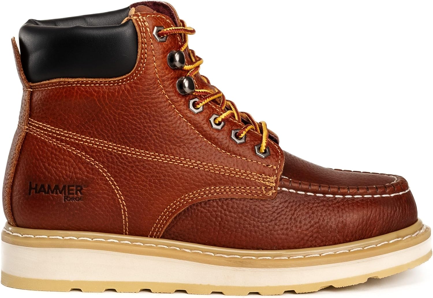 

Мужские ботинки Hammer Force 347 с носком Moc Toe, 15 см - полностью натуральная кожа, подошва с противоскользящим эффектом, удобный мягкий воротник, прочная шнуровка, Tan