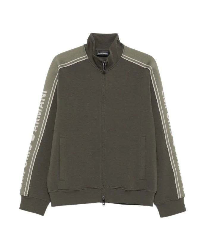 

Тканевая толстовка ASV из двойного трикотажа с молнией по всей длине и полосой с логотипом. Emporio Armani, зеленый