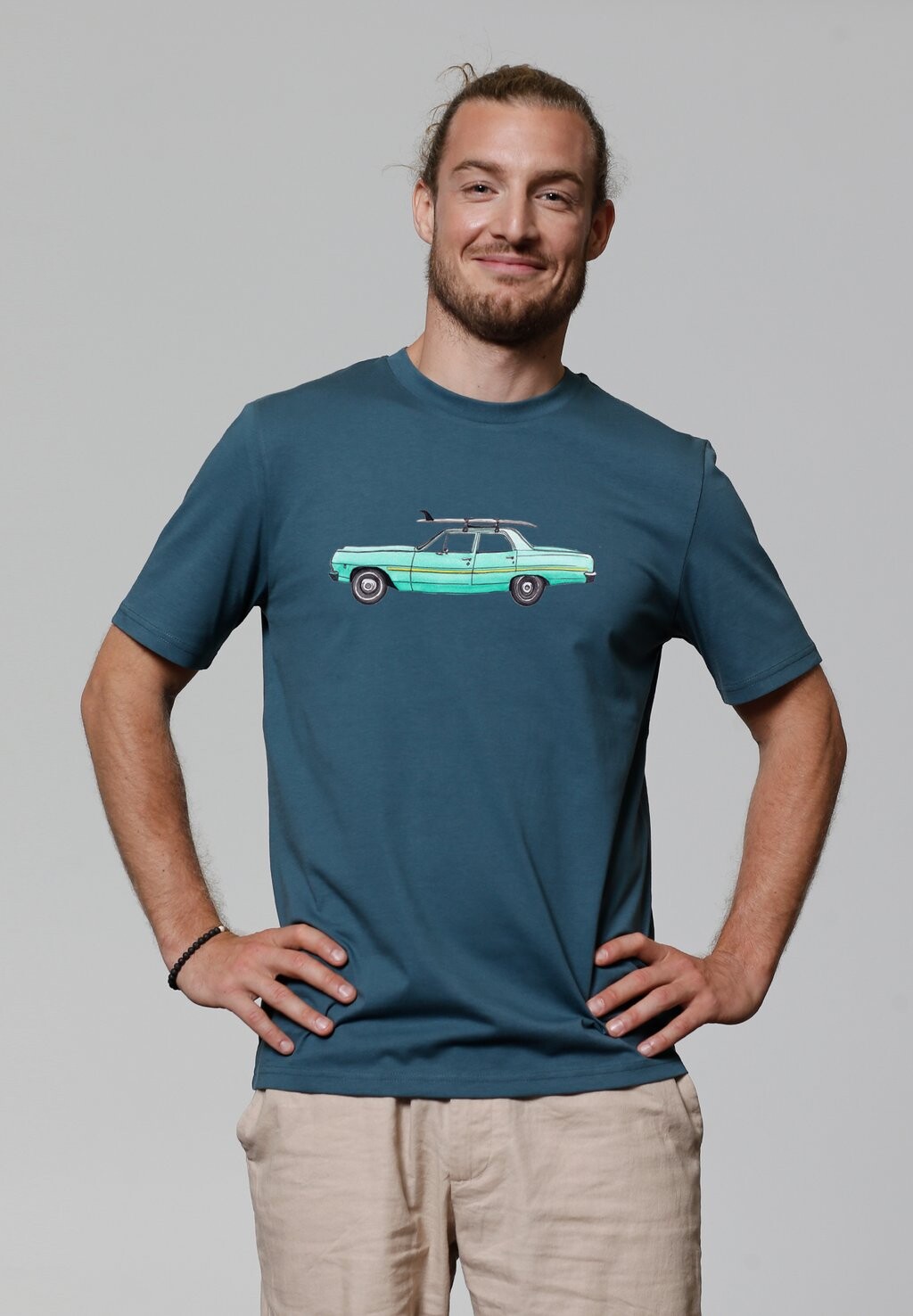 

Футболка с принтом SURF CAR watapparel, бирюзовый