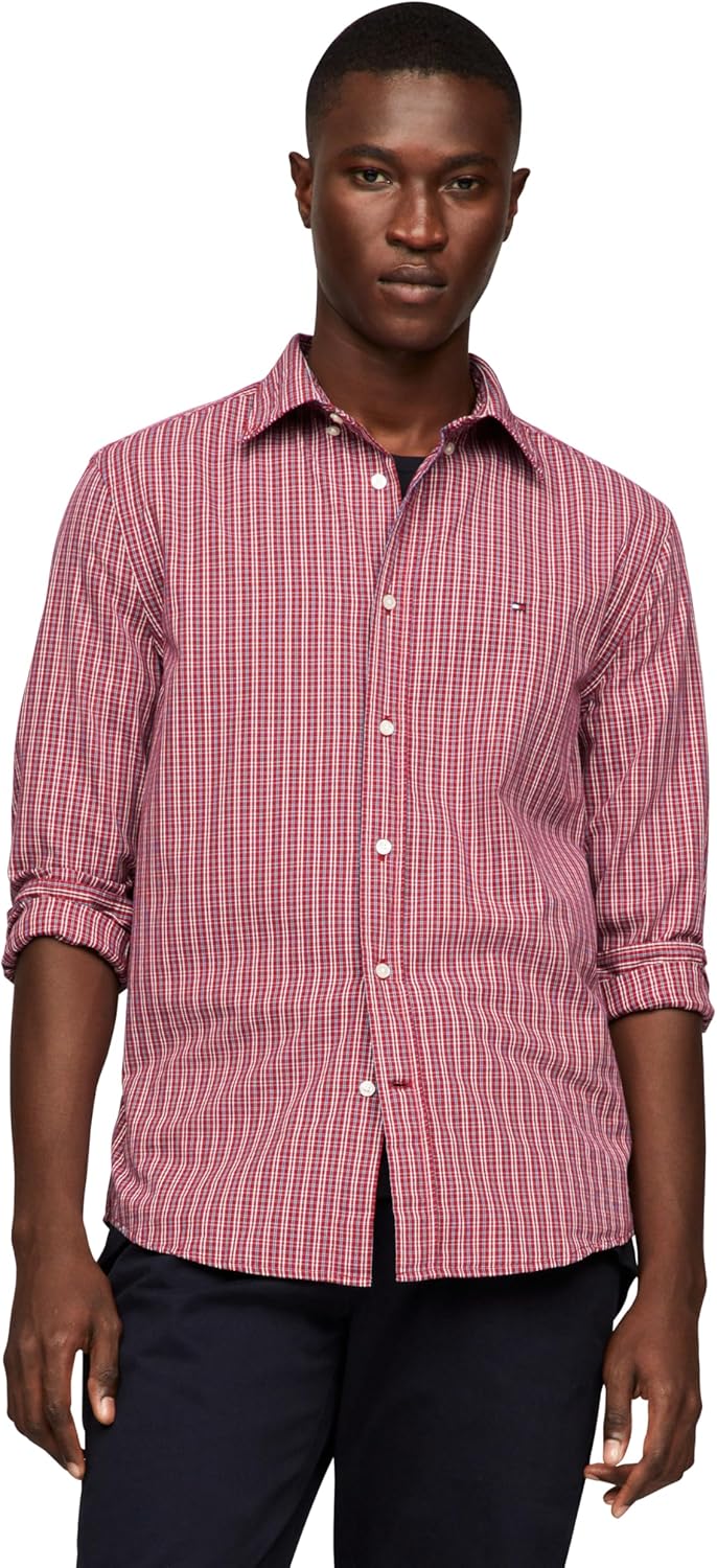 

Мужские рубашки Tommy Hilfiger Poplin с длинным рукавом, классического кроя, застегивающиеся на пуговицы, также доступны в размерах для больших и высоких размеров., Medium Red / Check
