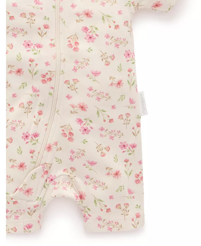 Детский комбинезон с короткими рукавами на молнии, 2 шт Purebaby, розовый — фото 4