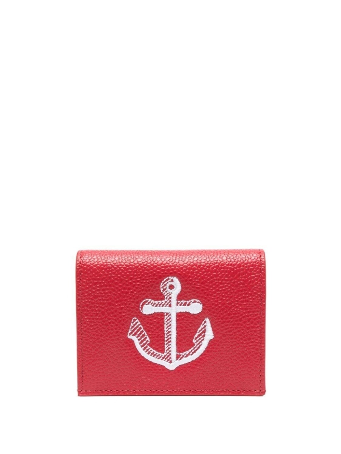 

Thom Browne Anchor-embroidered leather cardholder, красный