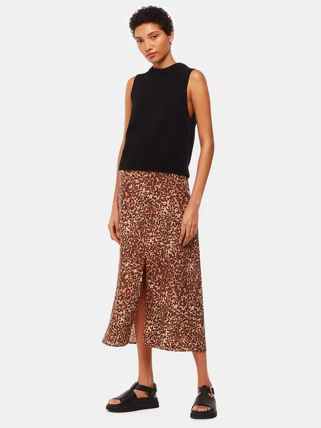 

Юбка Whistles Marble Spot Print Midi, цвет brown/multi