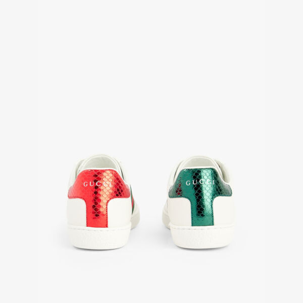 Кроссовки из кожи с вышивкой в виде пчелы Ace Gucci, белый — фото 4