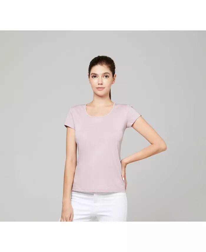 

Футболка Bellemere Ultra Thin с глубоким круглым вырезом из хлопка Bellemere New York, розовый