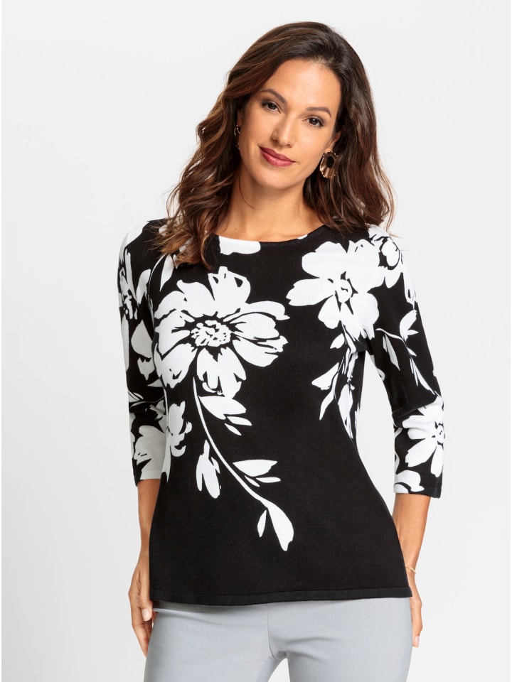 

Тонкий вязаный свитер с принтом черного и экрю WITT WEIDEN