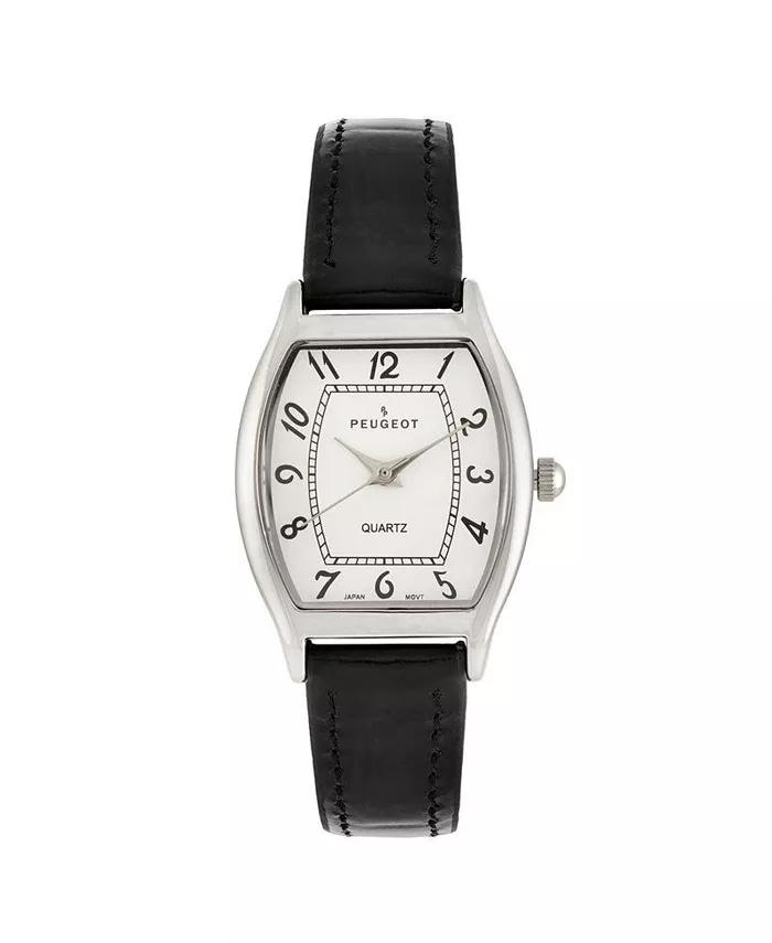 

Женские часы 26 x 32 мм в форме подушки с черным кожаным ремешком Peugeot