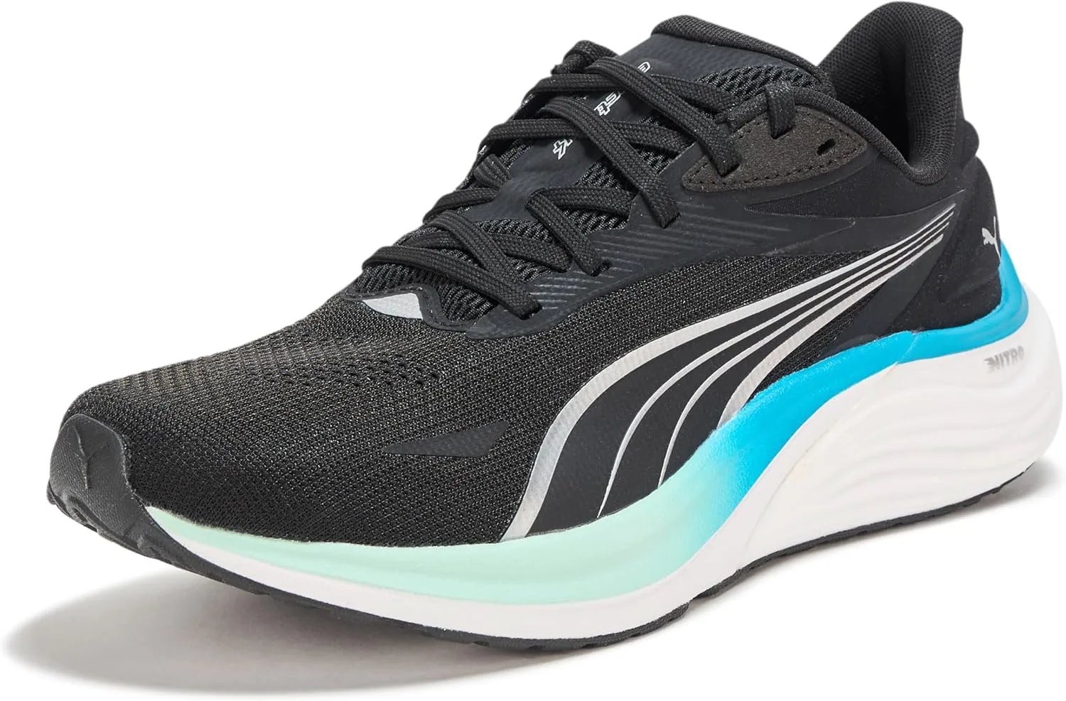 Мужские кроссовки для бега Puma Electrify Nitro, черный/мятный/синий — фото 2