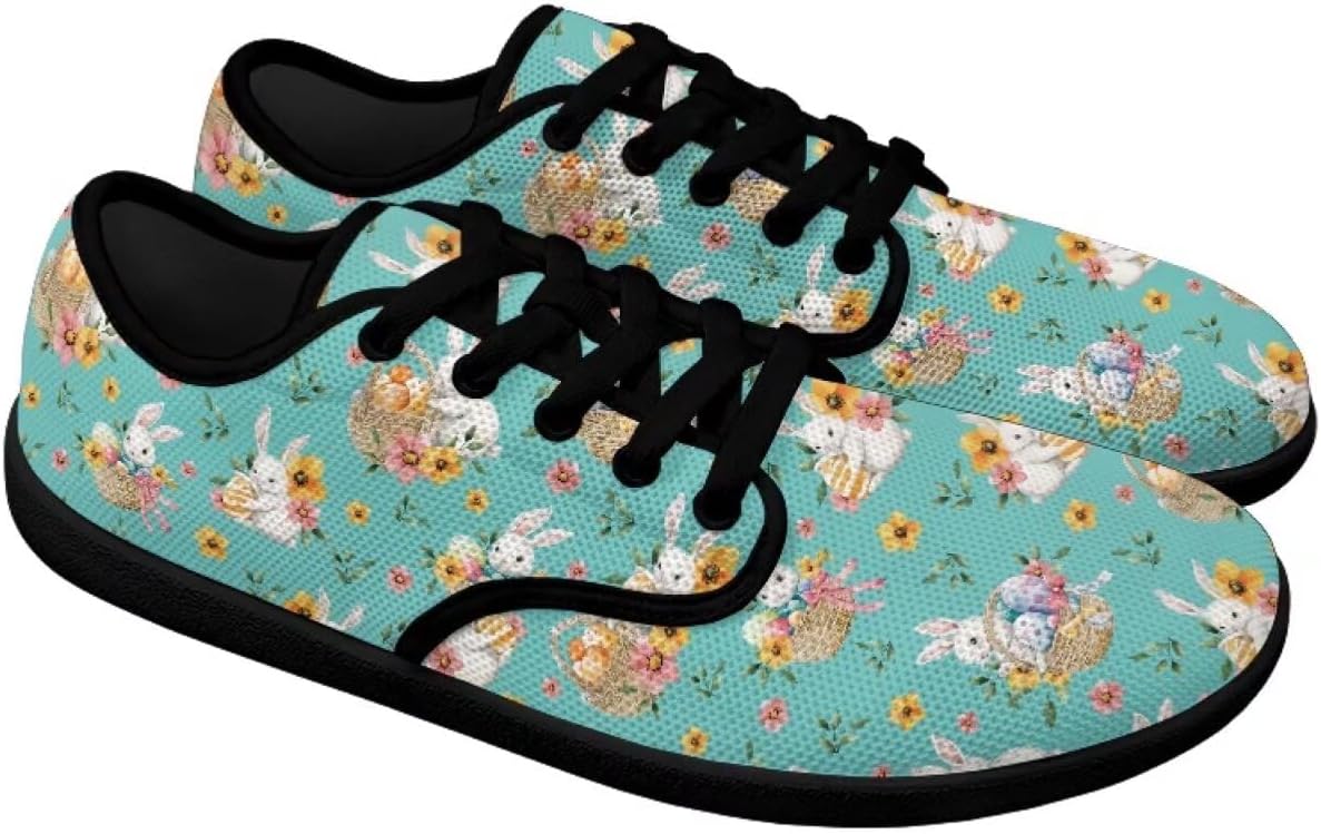 

Кроссовки Binienty с широкой посадкой для женщин и мужчин, противоскользящие, для бега, ходьбы и походов, низкие, с шнуровкой, спортивные теннисные, Easter Bunny Boho Floral