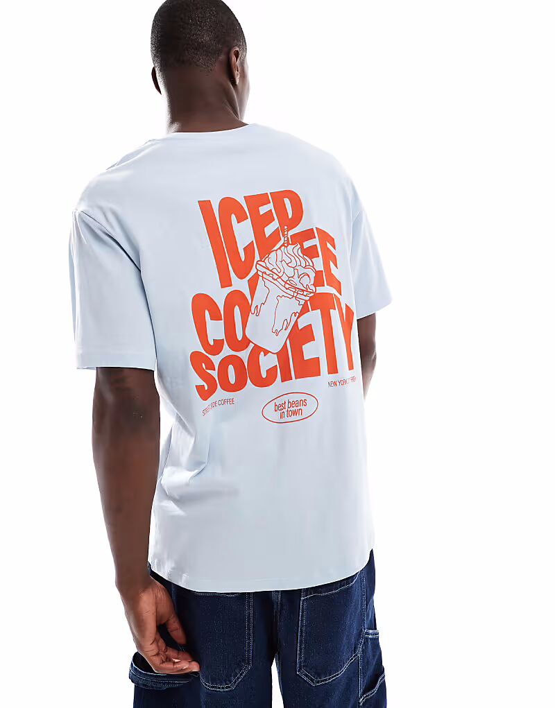 

Футболка оверсайз с принтом «холодный кофе» на спине синего цвета Jack & Jones, Синий, Футболка оверсайз с принтом «холодный кофе» на спине синего цвета Jack & Jones