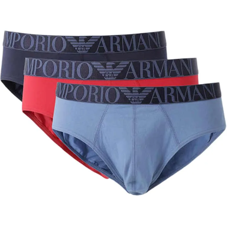 Трусы мужские EA 3 шт EMPORIO ARMANI, Blue+Red+Marine Blue