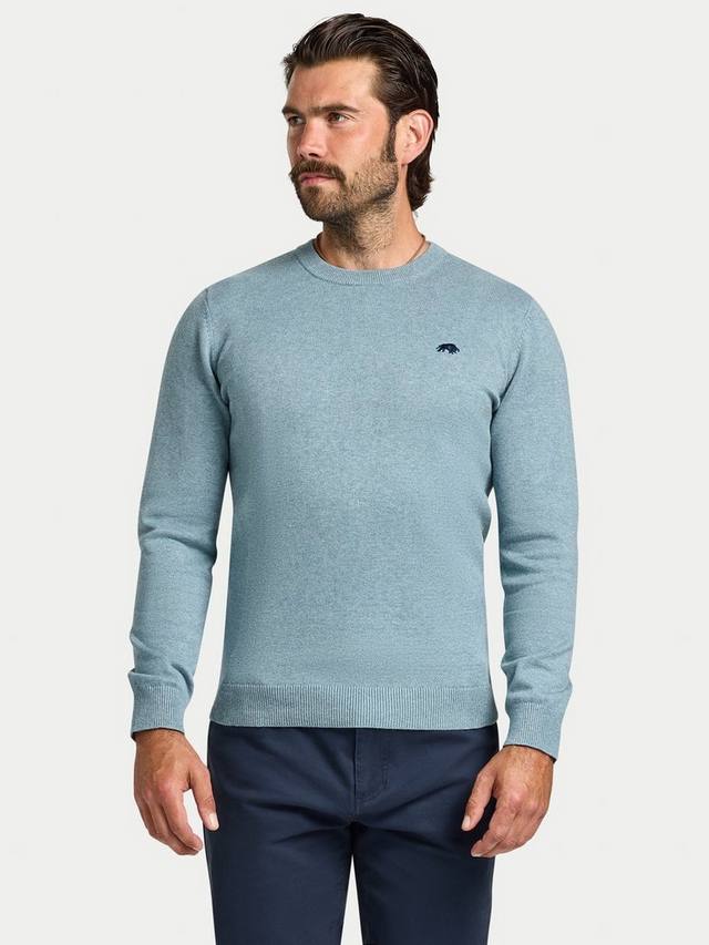 

Классический вязаный топ с круглым вырезом из хлопка и кашемира Raging Bull, Green Marl