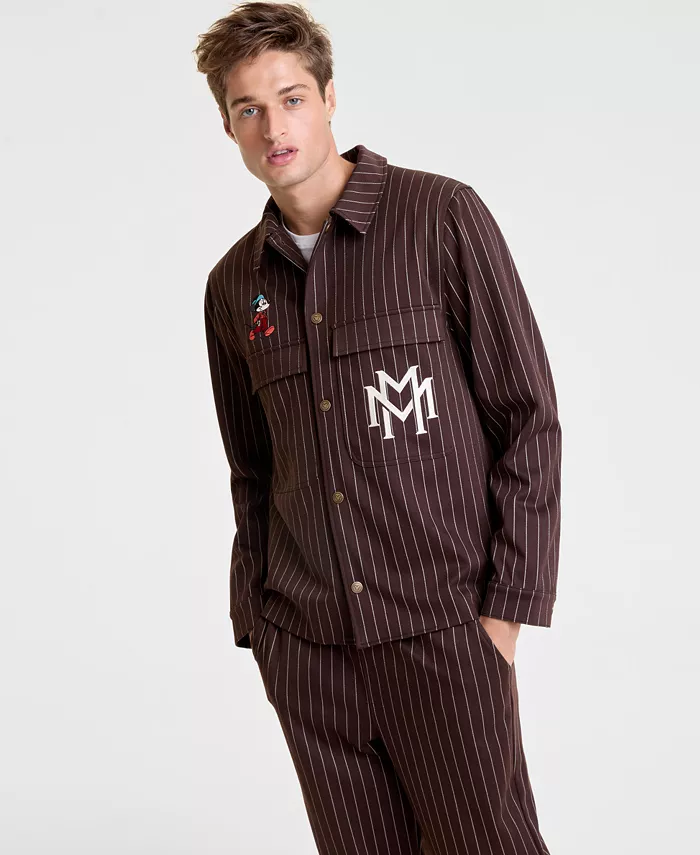 

Мужская куртка-рубашка на пуговицах с принтом Микки Маус в полоску Disney | Macy'S