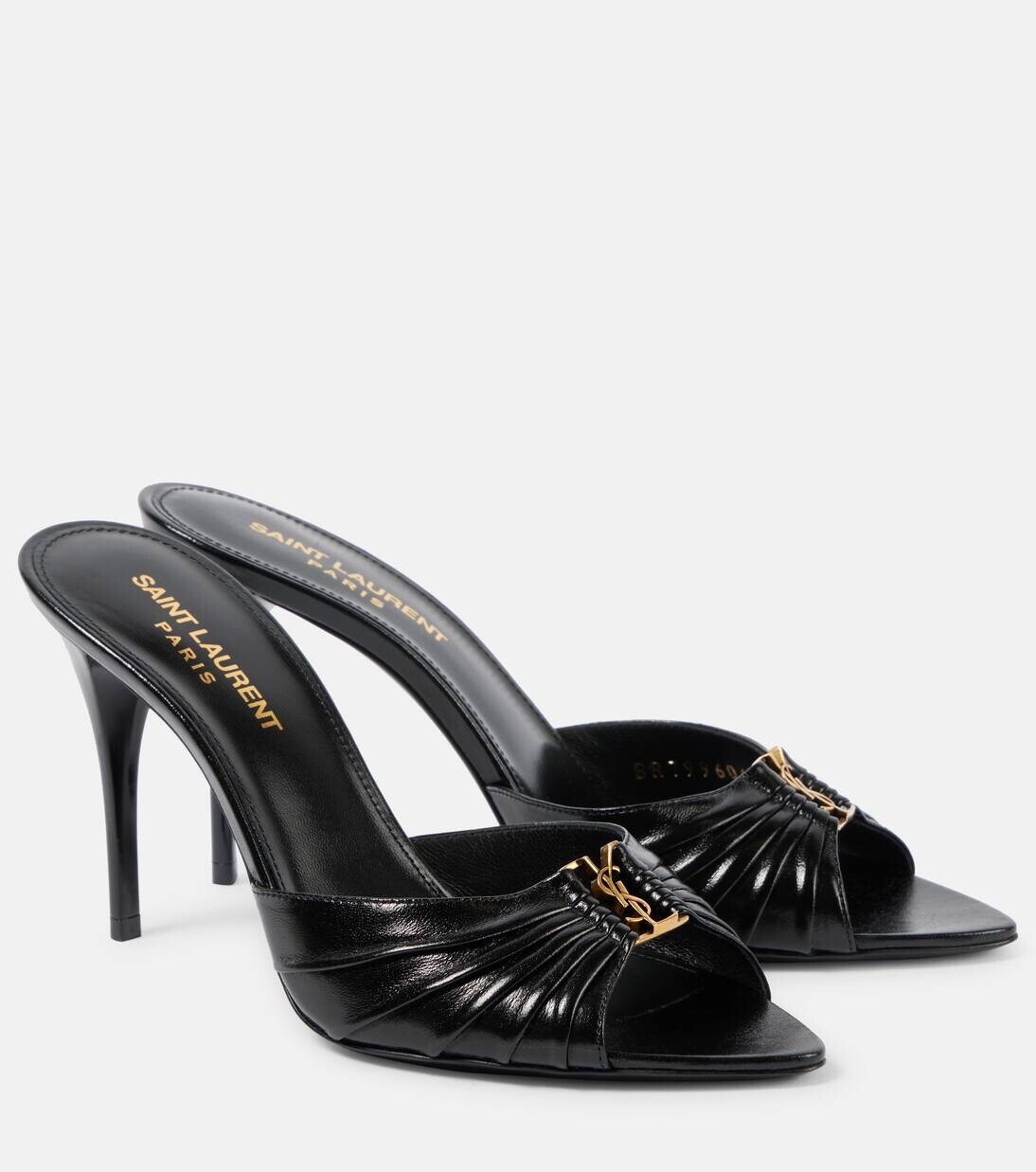 Кожаные мюли Babylone 90 Saint Laurent, цвет noir (light bronze)