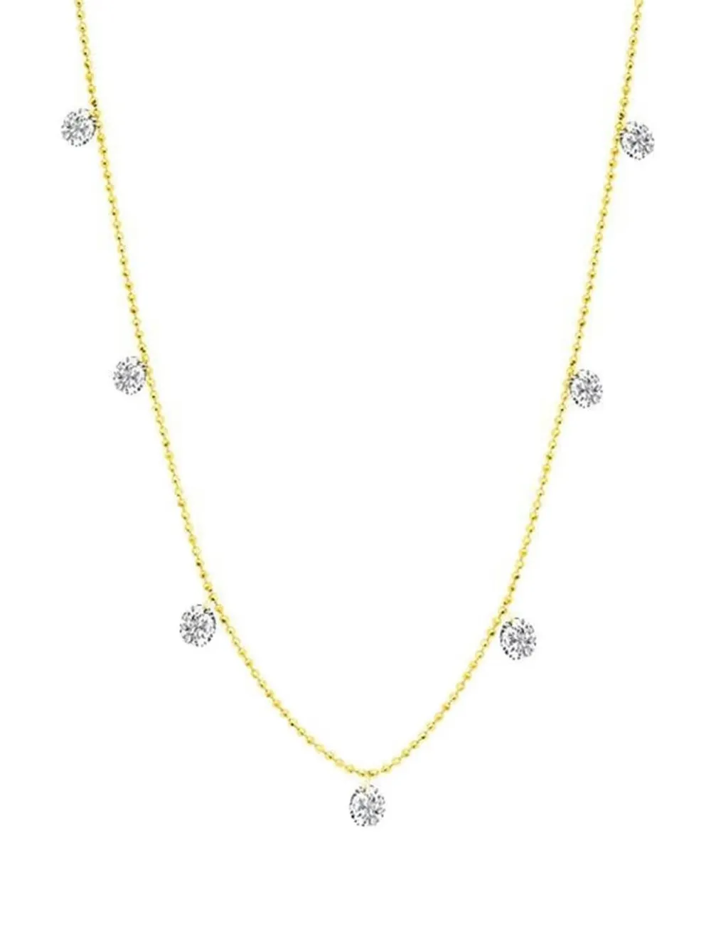

18k yellow gold Small Floating diamond necklace graziela, золотой