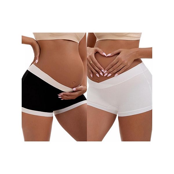 

2 упаковки женских низких трусиков-шорт для беременных под живот Inspire Chic, White Black