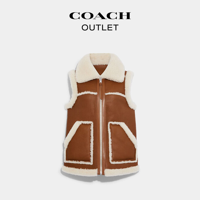 

Женский двусторонний меховой жилет «все в одном» COACH, натуральный/коричневый